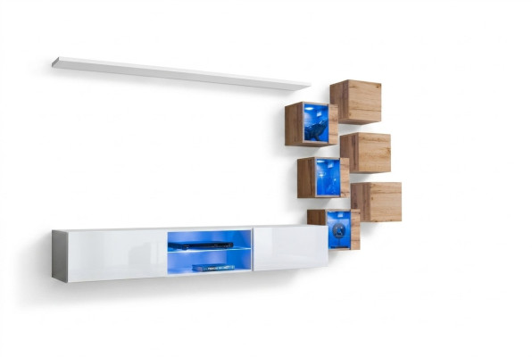 Nieuwe complete set van 8 stuks wandkast luxe dressoir tv-standaard wandplanken