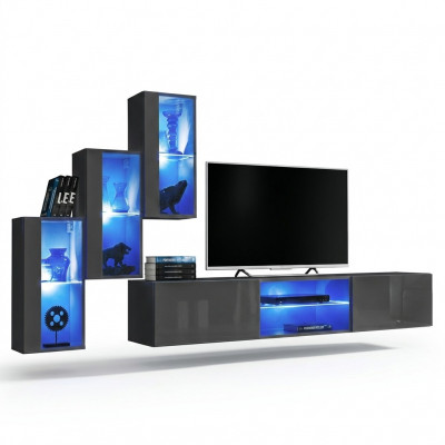 Garnituur set 4-delig woonwand Luxe designer dressoir tv-standaard houten meubels