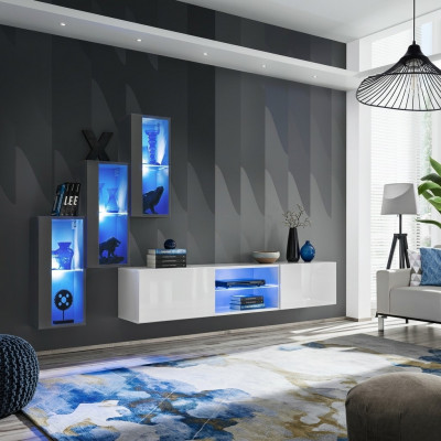 Luxe meubelontwerp woonwand tv-standaard 3x wandkast dressoir houten meubels