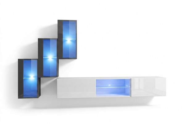 Luxe meubelontwerp woonwand tv-standaard 3x wandkast dressoir houten meubels