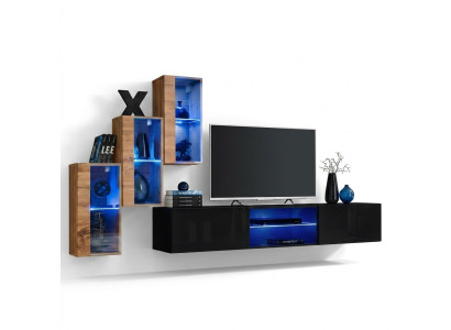 Woonkamermeubels Nieuwe wandmeubel 210 cm 3x wandkast inrichting luxe wandplanken Woonkamermeubels Nieuw wandmeubel 210 cm 3x wandkast luxe wandplanken