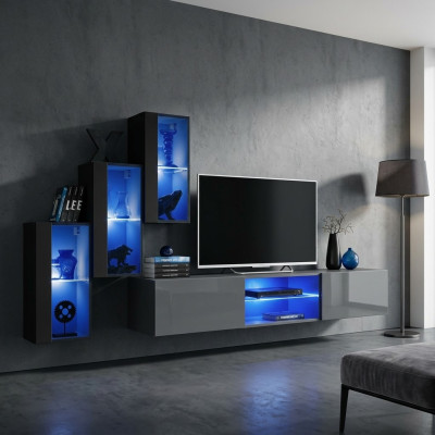 Set van 4 delen woonwand 210 cm Inrichting Modern Wandkast Nieuw