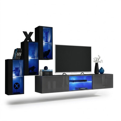 Set van 4 delen woonwand 210 cm Inrichting Modern Wandkast Nieuw