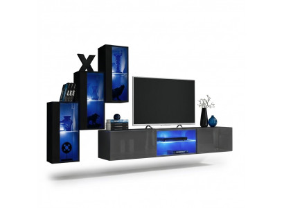 Set van 4 delen woonwand 210 cm Inrichting Modern Wandkast Nieuw