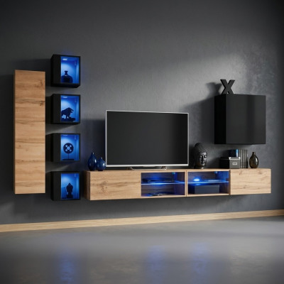 Volledige design moderne woonwand wandplanken tv-standaard houten meubelen wandkast