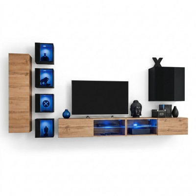 Volledige design moderne woonwand wandplanken tv-standaard houten meubelen wandkast