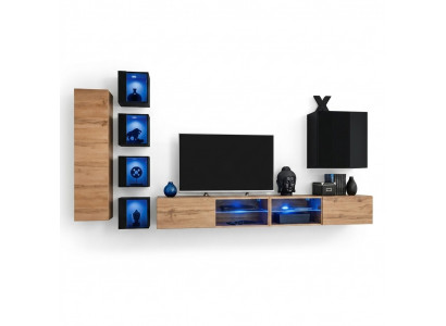 Volledige design moderne woonwand wandplanken tv-standaard houten meubelen wandkast