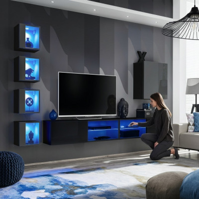 Woonkamer meubels Nieuwe woonwand 320cm 6x hangkast Inrichting Luxe wandrek