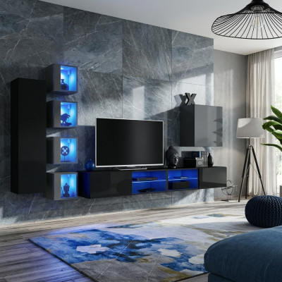 Woonkamer meubels Nieuwe woonwand 320cm 6x hangkast Inrichting Luxe wandrek