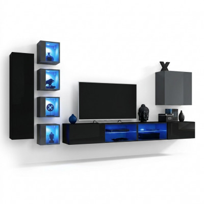 Woonkamer meubels Nieuwe woonwand 320cm 6x hangkast Inrichting Luxe wandrek