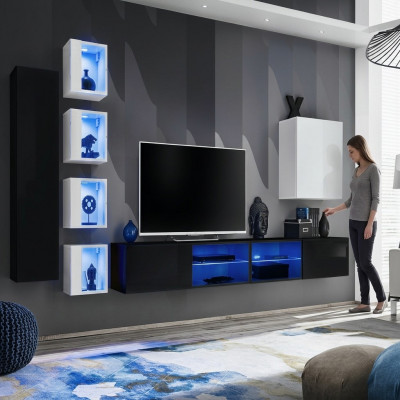 Complete woonwand wandkast houten meubels Modern Set 7-delige inrichting Nieuw