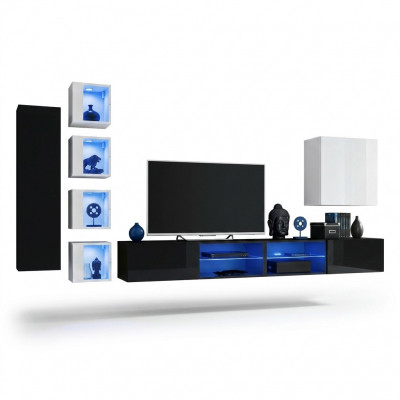 Complete woonwand wandkast houten meubels Modern Set 7-delige inrichting Nieuw
