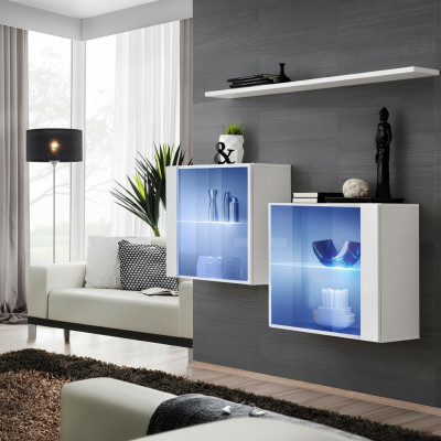 Woonwand Nieuwe Moderne Inrichting Wandkast Plank Wit Meubilair Compleet Woonkamer