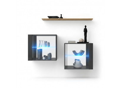 Woonkamer Set Ontwerper Woonwand Grijs 130 cm Inrichting Luxe Wandplank