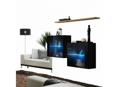 Designer meubels zwart luxe wandkast woonkamermeubilair wandplank