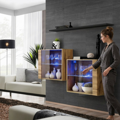 Moderne meubels Luxe wandmeubel 130 cm woonkamer inrichting Compleet set van 3 stuks.