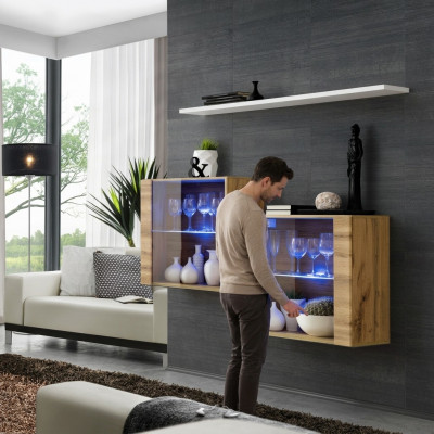 Bruin set van 3 stuks woonwand luxe woonkamerset houten wandrekmeubel nieuw