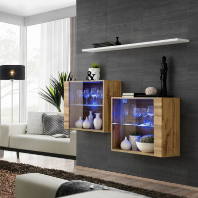 Bruin set van 3 stuks woonwand luxe woonkamerset houten wandrekmeubel nieuw
