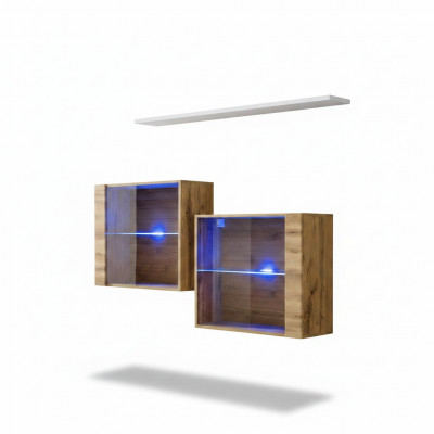 Bruin set van 3 stuks woonwand luxe woonkamerset houten wandrekmeubel nieuw