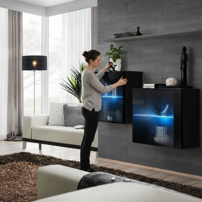 Woonwand Houten Meubels Inrichting Luxe Designer Compleet Set 3-delig Wandrek.