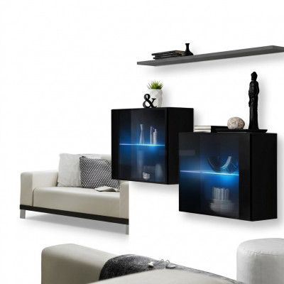 Woonwand Houten Meubels Inrichting Luxe Designer Compleet Set 3-delig Wandrek.
