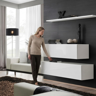 Garnituur Wit Set 3-delig Compleet Wandkast Woonkamer Wandplank Modern Design