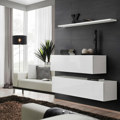 Garnituur Wit Set 3-delig Compleet Wandkast Woonkamer Wandplank Modern Design