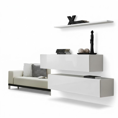 Garnituur Wit Set 3-delig Compleet Wandkast Woonkamer Wandplank Modern Design