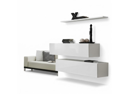 Garnituur Wit Set 3-delig Compleet Wandkast Woonkamer Wandplank Modern Design