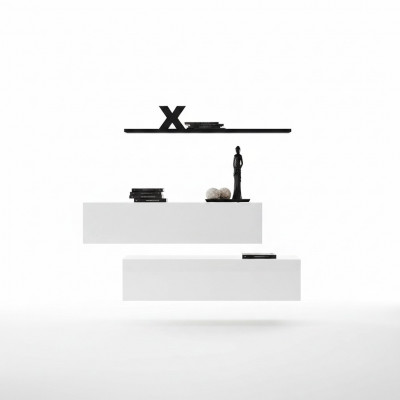 Moderne set woonkamer wandkast wandplank muurkast wit luxe inrichting ontwerper