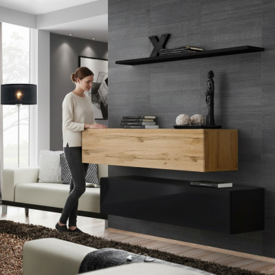 Woonkamer meubels Luxe muurunit 130 cm Designer set 3-delig wandkast.