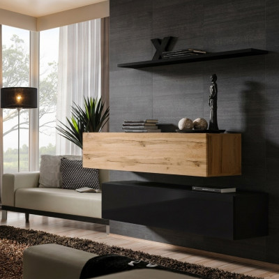 Woonkamer meubels Luxe muurunit 130 cm Designer set 3-delig wandkast.