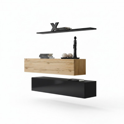 Woonkamer meubels Luxe muurunit 130 cm Designer set 3-delig wandkast.