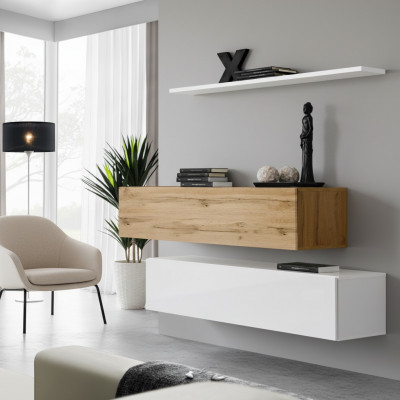 Wandmeubel 130 cm Designer 2x Wandkastenset meubilair hout woonkamer