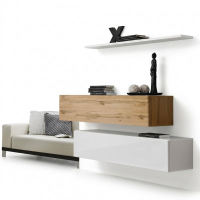 Wandmeubel 130 cm Designer 2x Wandkastenset meubilair hout woonkamer
