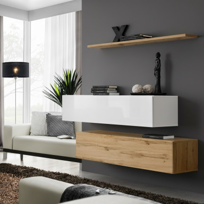 Inrichtingsontwerper Bruin 2x Wandkast Houten meubels Luxe set Woonkamermeubels