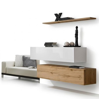 Inrichtingsontwerper Bruin 2x Wandkast Houten meubels Luxe set Woonkamermeubels