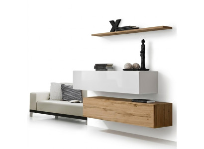 Inrichtingsontwerper Bruin 2x Wandkast Houten meubels Luxe set Woonkamermeubels