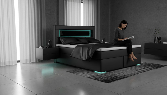 Slaapkamer bed textiel luxueuze bekleding inrichting 180x200 meubels tweepersoonsbed nieuw.