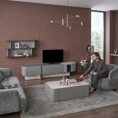 Woonkamer set hout interieur luxe woonkamer tv-standaard design wandplank