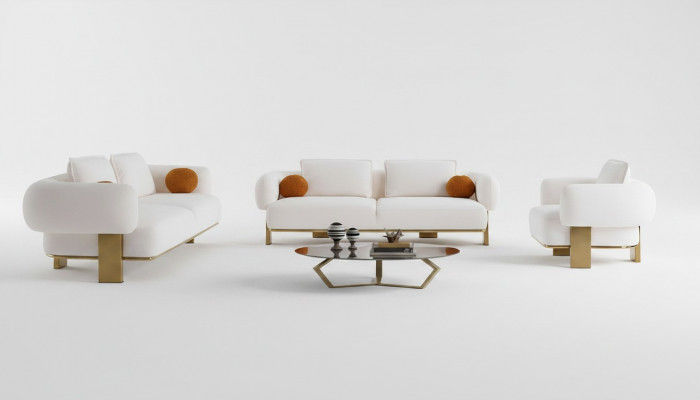 Sofaset 2x Driepersoons Zitkussenbankstel 3-delige Ontwerpbank Nieuwe Woonkamer