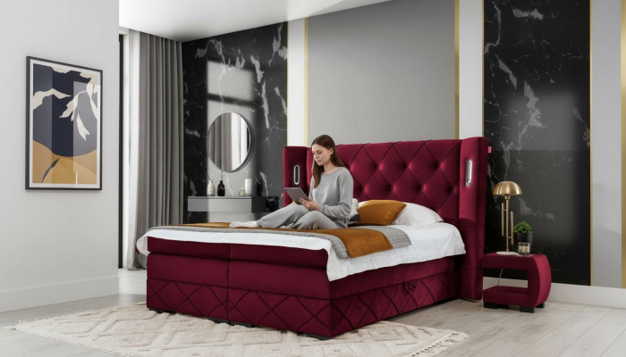 Ontwerp Slaapkamer Set 6-delig Compleet Bed Nachtkastje Hout Modern Bed met bekleding