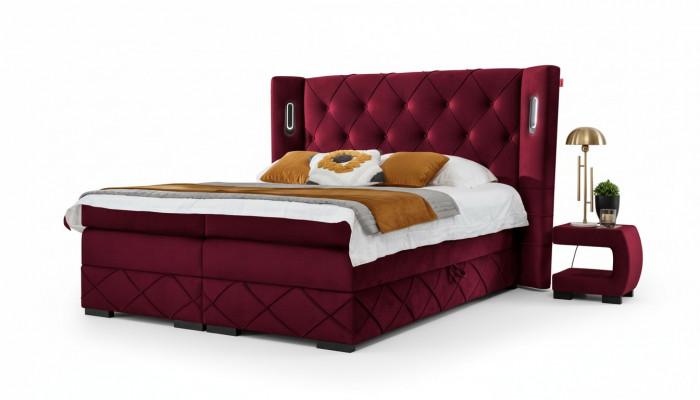 Ontwerp Slaapkamer Set 6-delig Compleet Bed Nachtkastje Hout Modern Bed met bekleding