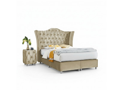 Luxe slaapkamer gestoffeerd bed 2x nachtkastjes bed 3-delige set design meubels
