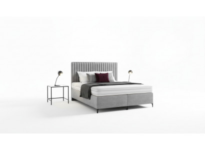 Boxspring slaapkamer bed luxe nieuw ontwerp modern hout inrichting textiel