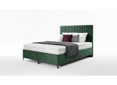 Luxe boxspringbed slaapkamer gestoffeerd bed inrichting textiel 160x200cm hout