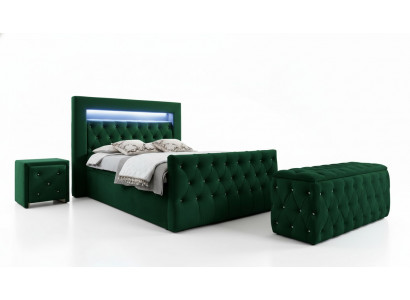 Groene slaapkamerset Compleet set Tweepersoonsbed Krukjes Consoles