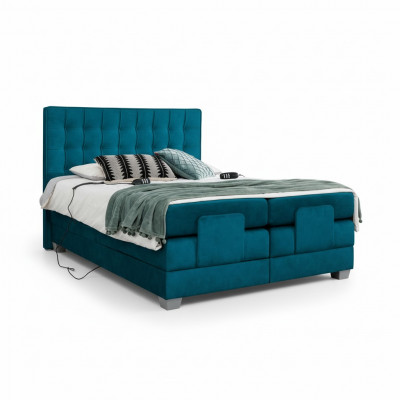 Slaapkamer Bed Gestoffeerd Bed Modern Blauw Tweepersoonsbed Ontwerp Textiel Luxe