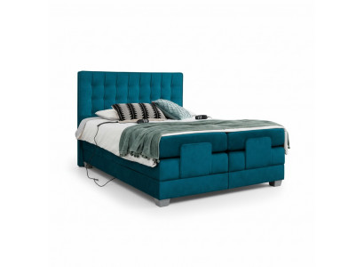 Slaapkamer Bed Gestoffeerd Bed Modern Blauw Tweepersoonsbed Ontwerp Textiel Luxe