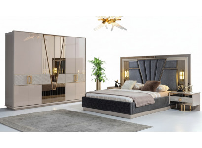 Moderne slaapkamerset ontwerp inrichting Nieuwe meubels Bed met 2 nachtkastjes